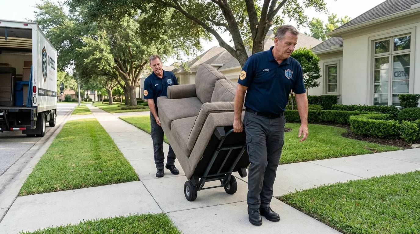 Local residential moving crew loading furniture in Lawtell, LA